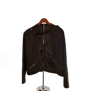 Trende Olive Green Asymmetrical Moto Jacket Plus Size 3X Collar Buckle